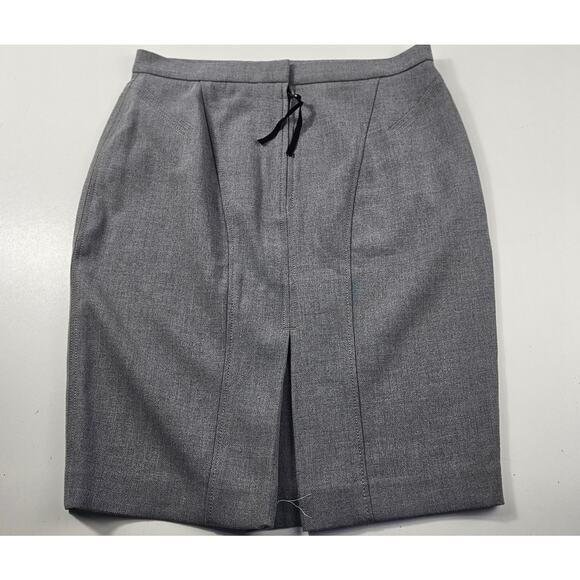 NWT ann taylor grey lined pencil skirt business career mid length modest sz 4 - Picture 2 of 7